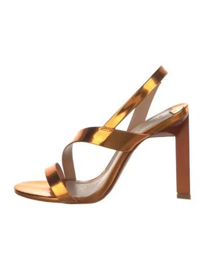 Pre-owned Schutz Leather Sandals In Metallic/orange