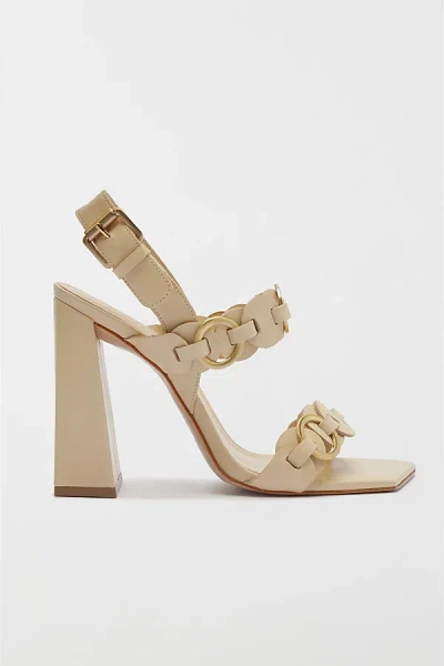 Schutz Leather Selina Heeled Sandal In Natural Nibs, Women's At Urban Outfitters In Brown