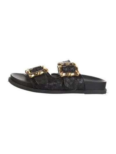 Pre-owned Schutz Leather Slides In Black