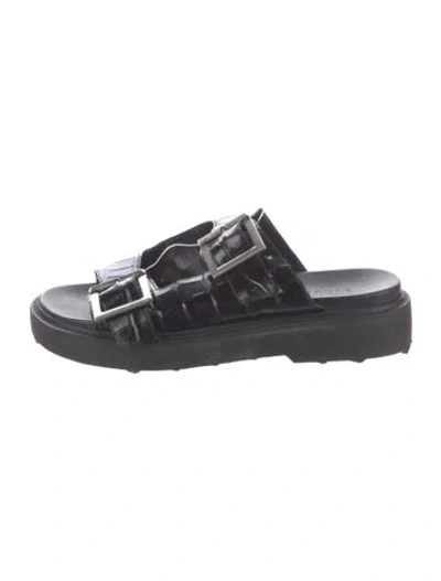 Pre-owned Schutz Leather Slides In Black