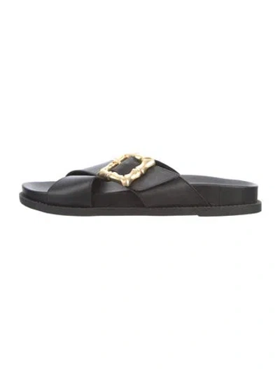 Pre-owned Schutz Leather Slides In Black