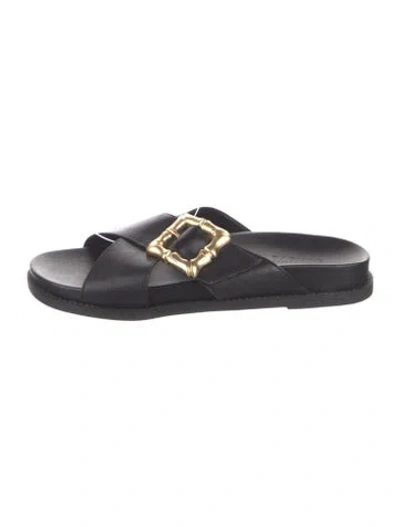 Pre-owned Schutz Leather Slides In Black