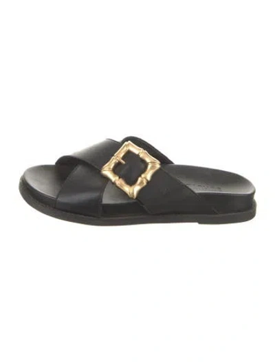 Pre-owned Schutz Leather Slides In Black