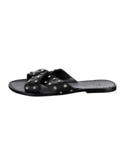 Pre-owned Schutz Leather Slides In Black