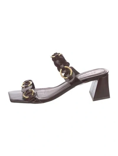 Pre-owned Schutz Leather Slides In Brown