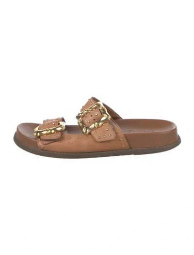 Pre-owned Schutz Leather Slides In Brown