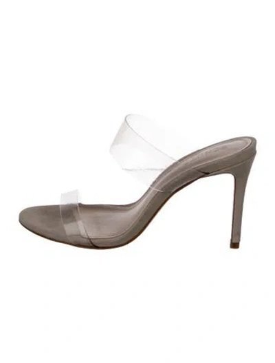 Pre-owned Schutz Leather Slides In Gray