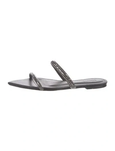 Pre-owned Schutz Leather Slides In Gray