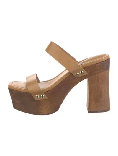 Pre-owned Schutz Leather Slides In Neutral