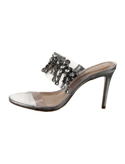 Pre-owned Schutz Leather Slides In Silver