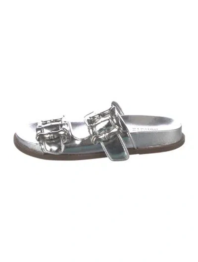 Pre-owned Schutz Leather Slides In Silver