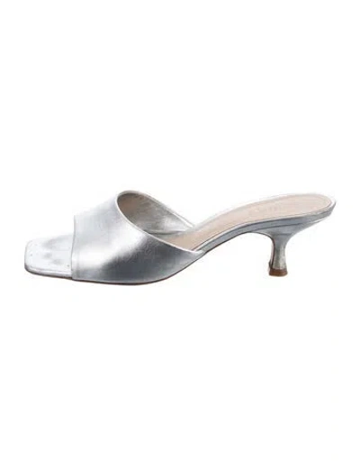 Pre-owned Schutz Leather Slides In Silver