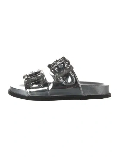 Pre-owned Schutz Leather Slides In Silver