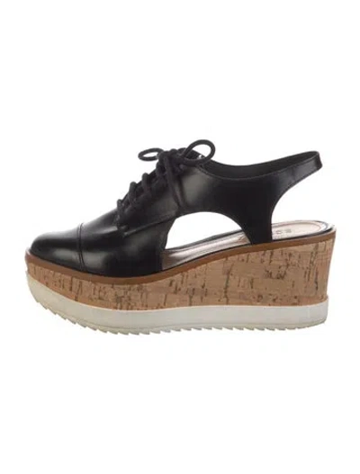 Pre-owned Schutz Leather Slingback Flats In Black