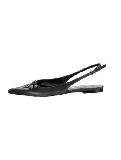 Pre-owned Schutz Leather Slingback Flats In Black