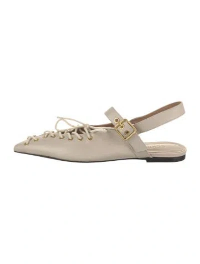 Pre-owned Schutz Leather Slingback Flats In Neutral