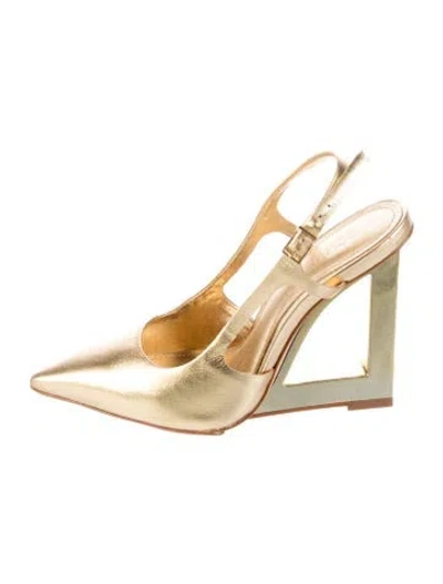 Pre-owned Schutz Leather Slingback Pumps In Gold