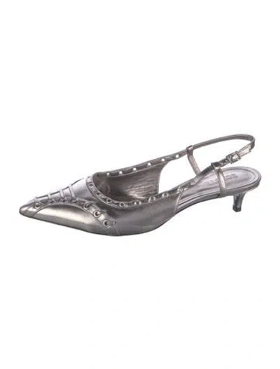 Pre-owned Schutz Leather Slingback Pumps In Gray