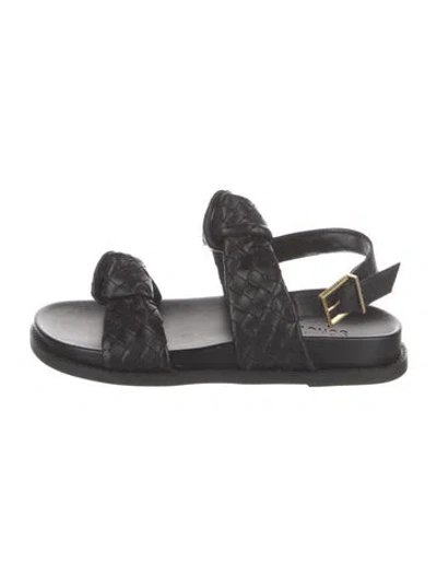 Pre-owned Schutz Leather Slingback Sandals In Black