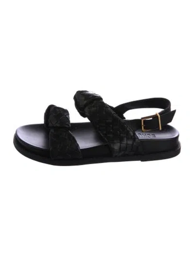 Pre-owned Schutz Leather Slingback Sandals In Black
