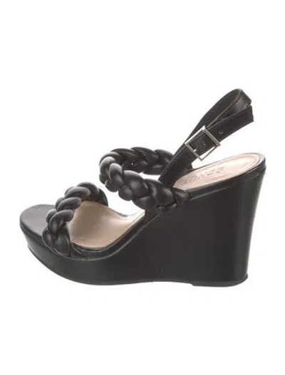 Pre-owned Schutz Leather Slingback Sandals In Black