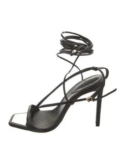 Pre-owned Schutz Leather Slingback Sandals In Black