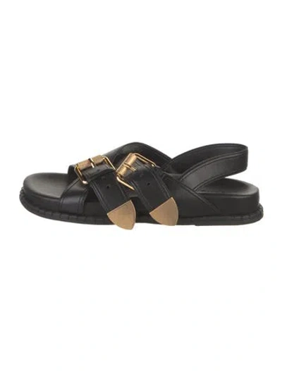 Pre-owned Schutz Leather Slingback Sandals In Black