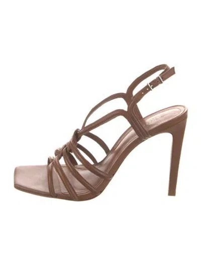 Pre-owned Schutz Leather Slingback Sandals In Brown