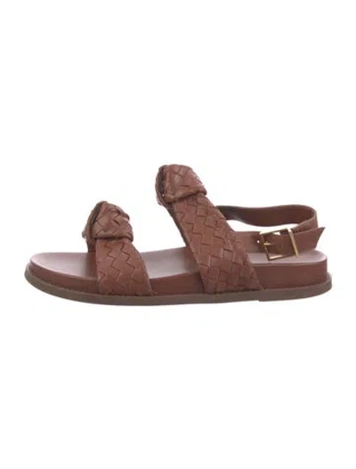 Pre-owned Schutz Leather Slingback Sandals In Brown