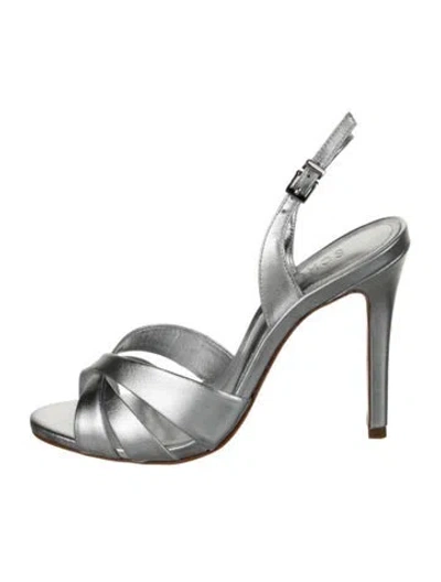 Pre-owned Schutz Leather Slingback Sandals In Silver