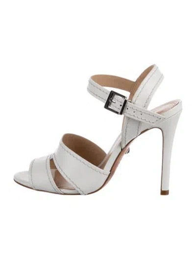 Pre-owned Schutz Leather Slingback Sandals In White