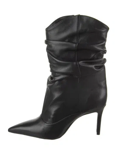 Pre-owned Schutz Leather Slouch Boots In Black