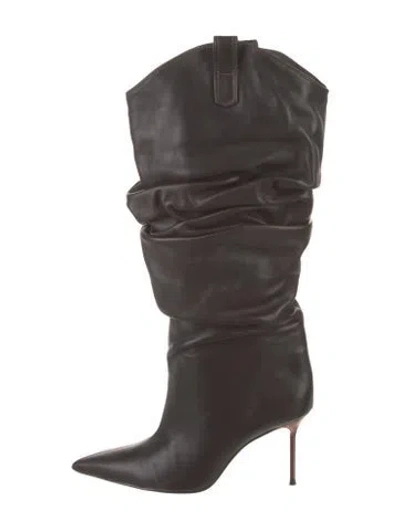 Pre-owned Schutz Leather Slouch Boots In Brown