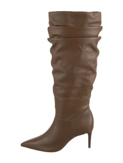Pre-owned Schutz Leather Slouch Boots In Brown