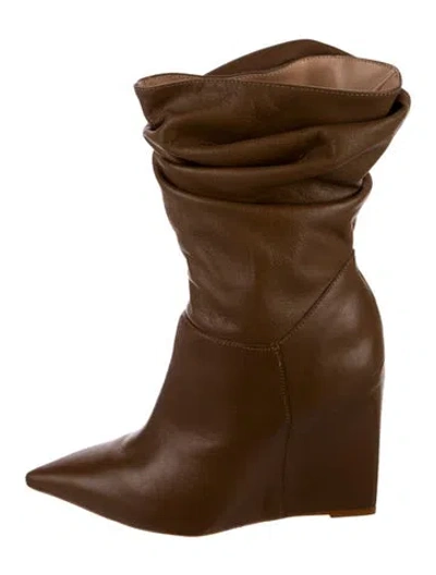 Pre-owned Schutz Leather Slouch Boots In Brown