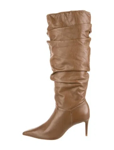 Pre-owned Schutz Leather Slouch Boots In Brown