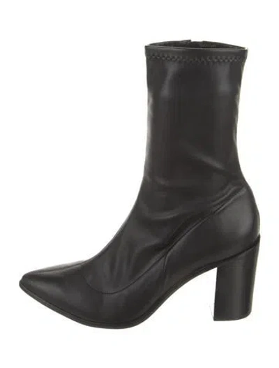 Pre-owned Schutz Leather Sock Boots In Black