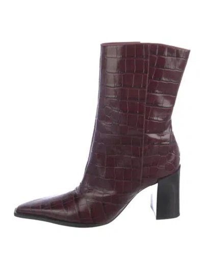 Pre-owned Schutz Leather Sock Boots In Burgundy