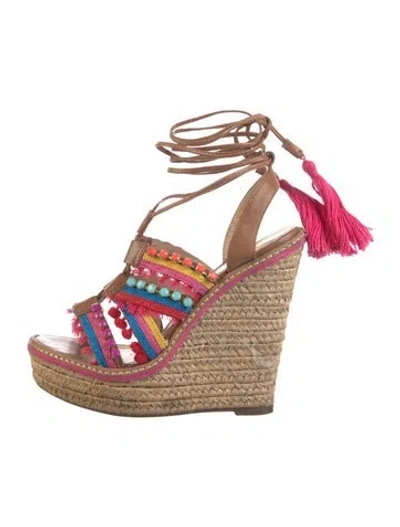 Pre-owned Schutz Leather Striped Espadrilles In Neutral