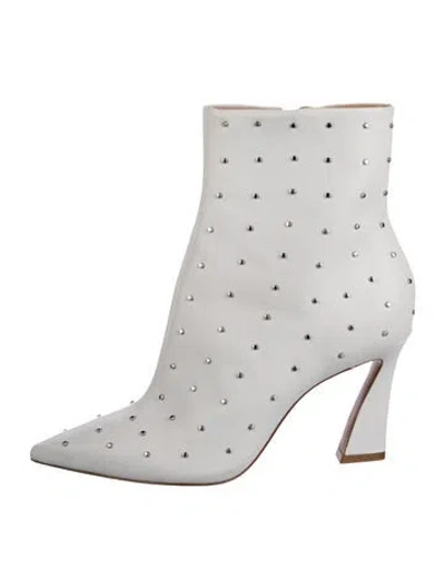 Pre-owned Schutz Leather Studded Accents Boots In White