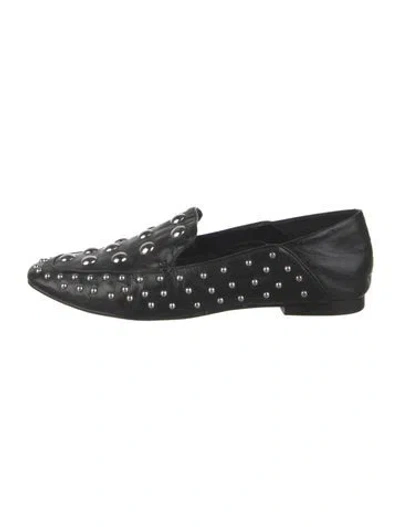 Pre-owned Schutz Leather Studded Accents Loafers In Black