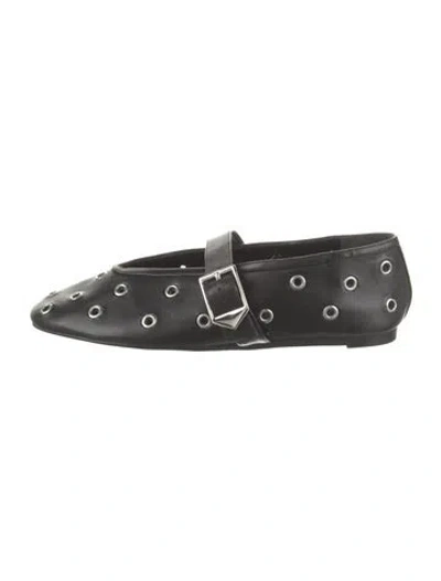 Pre-owned Schutz Leather Studded Accents Mary Jane Flats In Black