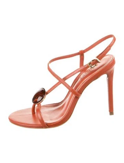 Pre-owned Schutz Leather Studded Accents Sandals In Orange