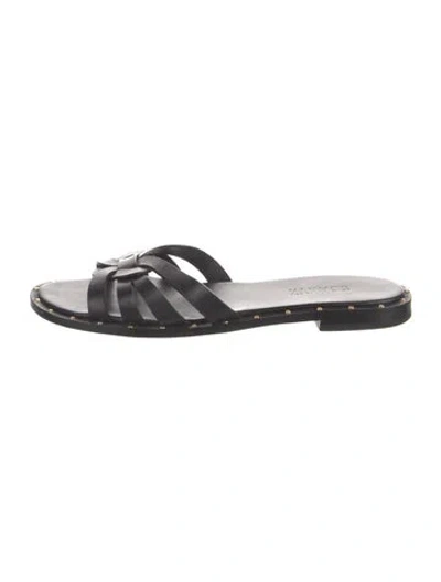 Pre-owned Schutz Leather Studded Accents Slides In Black