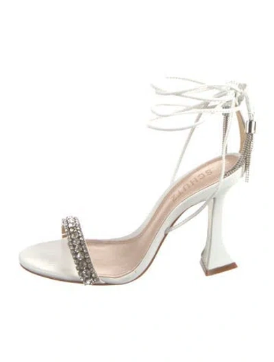 Pre-owned Schutz Leather Tassel Accents Sandals In Metallic/neutrals