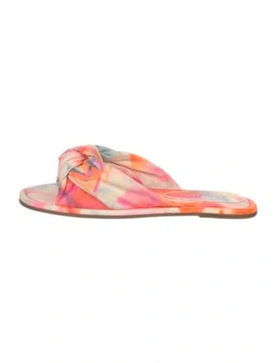Pre-owned Schutz Leather Tie-dye Print Slides In Neutral