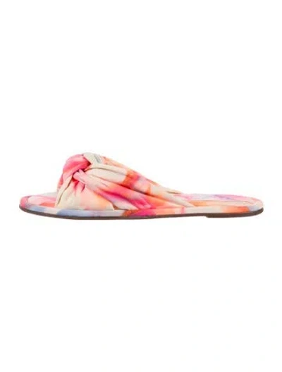 Pre-owned Schutz Leather Tie-dye Print Slides In Pink