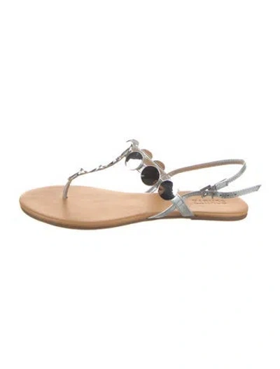 Pre-owned Schutz Leather T-strap Sandals In Neutral