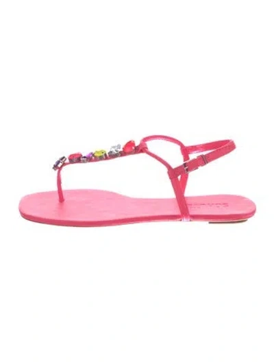 Pre-owned Schutz Leather T-strap Sandals In Pink