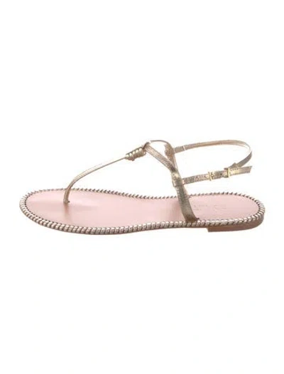 Pre-owned Schutz Leather T-strap Sandals In Pink